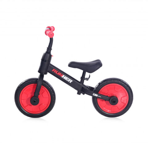 Bicicleta de echilibru 2 in 1 cu pedale si roti auxiliare black red