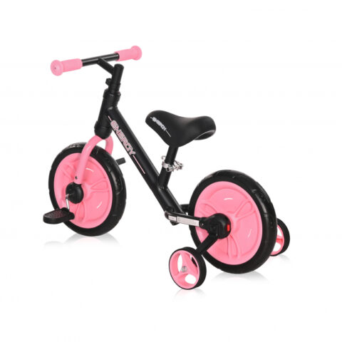Bicicleta de tranzitie 2 in 1 Energy cu pedale si roti auxiliare Black Pink