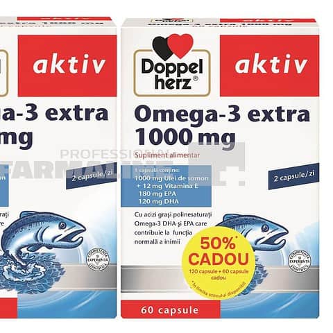 Doppelherz Aktiv Omega 3 Extra 1000 mg 120 capsule + 60 capsule Cadou