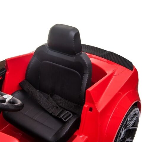 Masinuta electrica 12V cu roti EVA si scaun din piele Ford Mustang Rosu