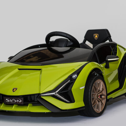 Masinuta electrica 12V cu roti EVA si scaun din piele Lamborghini Sian Verde