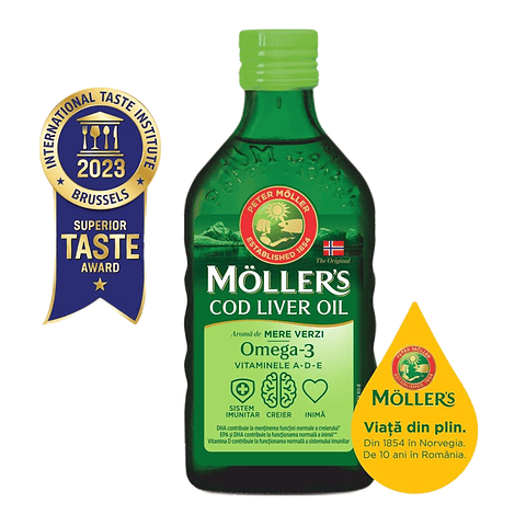 Moller's Cod liver oil Omega-3 aroma de mere verzi
