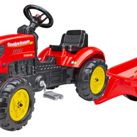 Tractor cu pedale si remorca pentru copii Falk rosu 2058L