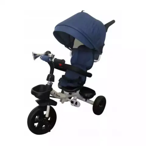 Tricicleta Copii Cu Pedale Si Maner De Impins Blue Jeans