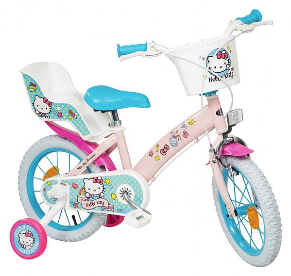 Bicicleta fetite cu roti ajutatoare si cosulet Hello Kitty 16 inch