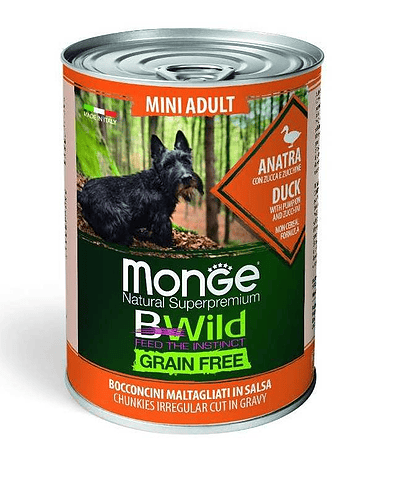 MONGE BWild Grain Free Mini hrană umedă pentru câini de talie mică