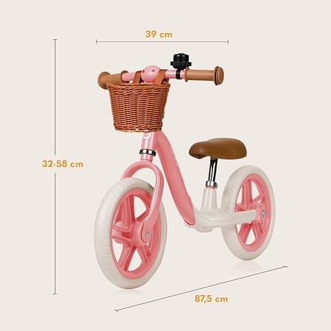 Bicicleta fara pedale Lionelo Alex Plus cu roti din spuma Eva 12 inch Pink Rose