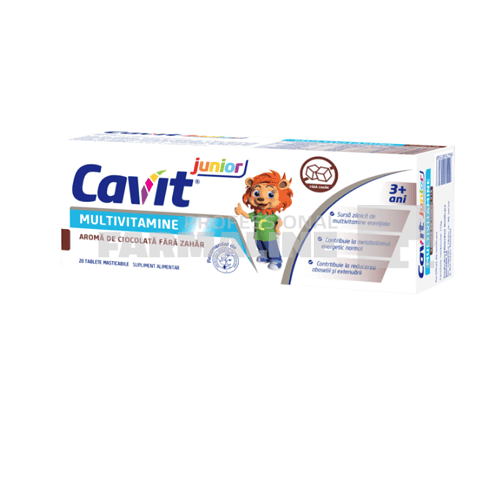 Cavit Junior multivitamine fara zahar cu aroma de ciocolata 20 tablete