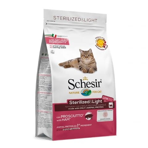 Hrana uscata pentru pisici Schesir Sterilised Monoprotein cu sunca 400 g